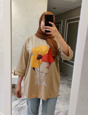 T-shirt Oversize Femme – Marron en Jersey Premium